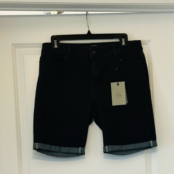 VERO MODA Jean Long Shorts Dark Blue 5 Pkts Zip Strtch NWT Sz L - Picture 1 of 11